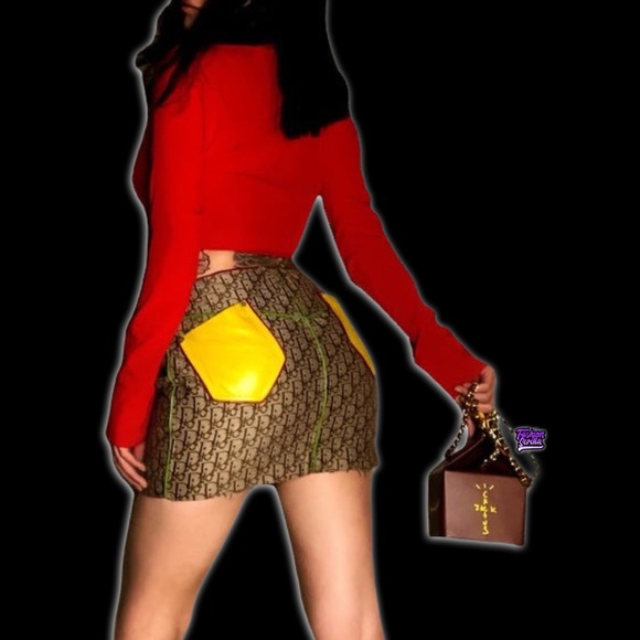 Christian DIOR Vintage John Galliano Rasta Monogram Logo Y2K Mini skirt - Picture 7 of 15